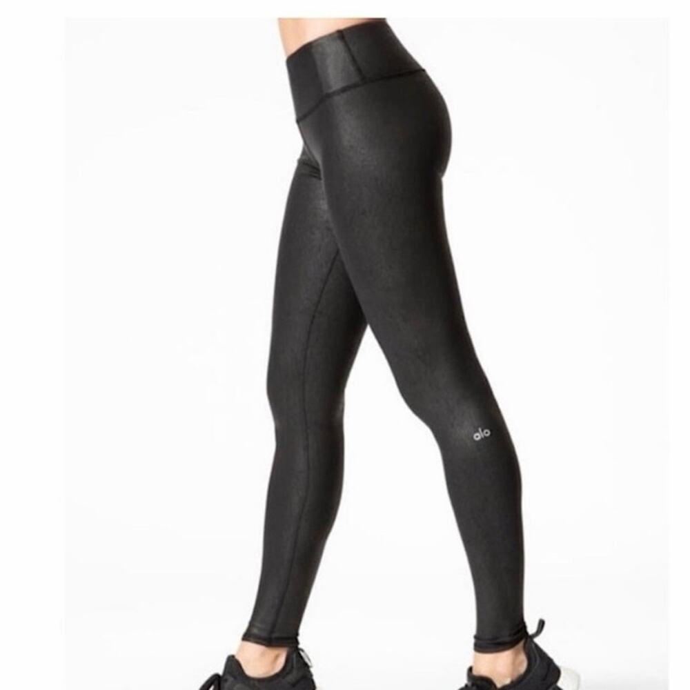Alo Yoga High Waist Airbrush Legging Crackled Performance Leather size xs